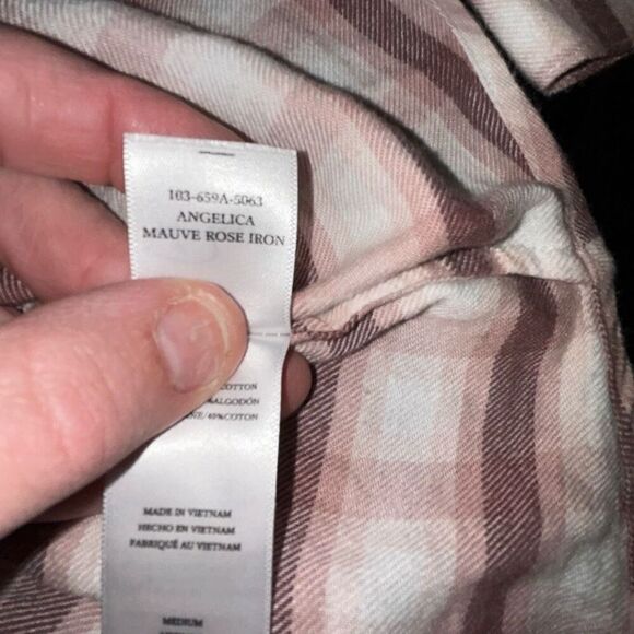 Rails Angelica pink plaid flannel mauve rose iron size M - Picture 8 of 10